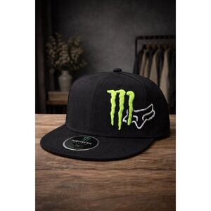 Monster Energy x Fox Racing Black Fitted Hat New 7 5/8 Authentic